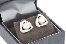 Parel oorknoppen 18 karaat goud - 1,2 cm