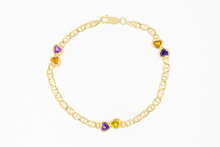 Hartjes armband 14 karaat goud - 19,5 cm