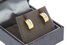 Diamant oorbellen 14 karaat goud - 1,1 cm