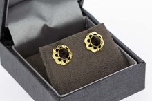 14 karaat goud Granaat oorknopjes - 0,9 cm