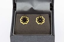 14 karaat goud Granaat oorknopjes - 0,9 cm