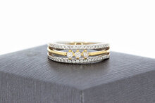 18 karaat bicolor gouden ring dames met diamant - 16,4 mm