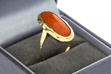Bloedkoraal ring 14 karaat goud - 18,1 mm