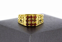 14 karaat goud Granaten ring - 17,5 mm