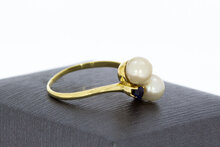 14 Karaat Parelring met Saffier - 17,6 mm