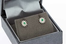 18 karaat Smaragd oorknopjes - 0,7 cm