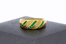 18 karaat Smaragd ring met diamant - 16,8 mm