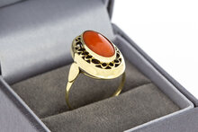 Bloedkoraal ring 14 karaat goud - 18,4 mm