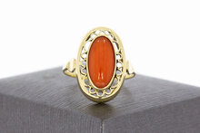 Bloedkoraal ring 14 karaat goud - 18,4 mm