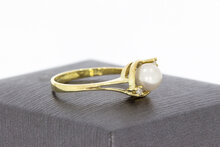 14 Karaat Parelring met Diamant - 17,7 mm