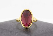 14 Karaat goud granaat ring dames - 17,4 mm