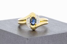 18 Karaat Saffier ring met diamant - 17,1 mm