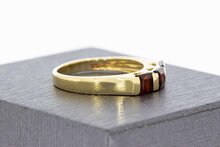 14 Karaat gouden Granaat dames ring - 17,7 mm