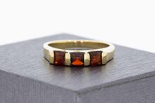 14 Karaat gouden Granaat dames ring - 17,7 mm