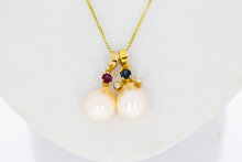 18 Karaat hangers met Edelstenen en Parels