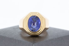 18 Karaat blauwe saffier ring - 19,5 mm