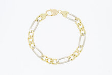 14 Karaat bicolor Figaro armband - 22,8 cm