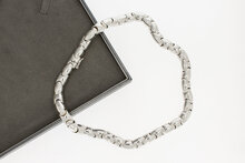 18 Karaat wit gouden damesketting - 43,6 cm