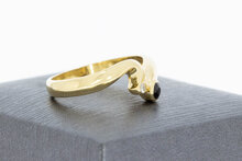 14 karaat damesring met Saffier - 18 mm