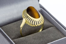 14 karaat ring met Tijgeroog - 18,9 mm