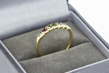 14 karaat hartjes ring met edelsteen - 16,5 mm