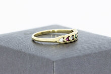 14 karaat hartjes ring met edelsteen - 16,5 mm