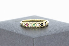 14 karaat hartjes ring met edelsteen - 16,5 mm