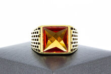 Mannen Saffier ring 14 Karaat goud - 20,9 mm