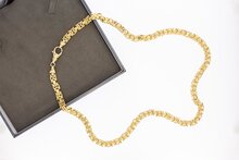 Gouden platte koningsketting heren 14 karaat - 62,5 cm