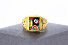 18 Karaat Statement ring met Emaille - 17,7 mm