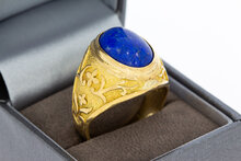 Gouden statementring heren 18 karaat met lapis lazuli - 22,3 mm