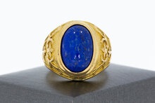 Gouden statementring heren 18 karaat met lapis lazuli - 22,3 mm