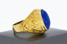 Gouden statementring heren 18 karaat met lapis lazuli - 22,3 mm