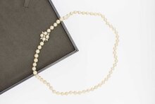 14 karaat Parel ketting met  diamant - 46,4 cm