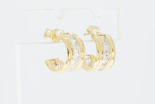 Gouden creolen dames 14 karaat met zirkonia - 1,1 cm
