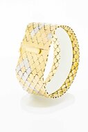Vintage brede tricolor gouden armband 18 karaat - 19,7 cm
