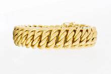 Vintage brede ros&eacute;gouden gevlochten armband 18 karaat - 22,3 cm