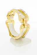 Brede bicolor gouden armband dames 18 karaat - 20 cm