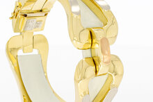 Brede bicolor gouden armband dames 18 karaat - 20 cm