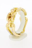 Brede bicolor gouden armband dames 18 karaat - 20 cm