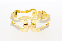 Brede bicolor gouden armband dames 18 karaat - 20 cm