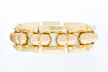 Bicolor gouden staafjes armband 18 karaat - 19,8 cm