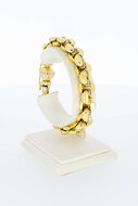 Bicolor gouden anker armband 18 karaat - 21 cm