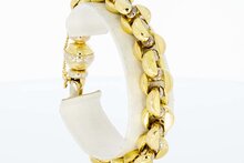 Bicolor gouden anker armband 18 karaat - 21 cm