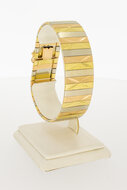 18 karaat brede tricolor gouden schakelarmband