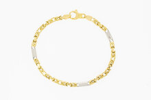 Bicolor gouden byzantijnse koningsarmband heren 18 karaat - 24,7 cm