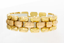 Vintage brede bicolor gouden schakelarmband 18 karaat - 19,2 cm