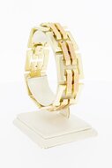 Vintage bicolor gouden staafjes armband 14 karaat - 20,4 cm