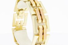 Vintage bicolor gouden staafjes armband 14 karaat - 20,4 cm