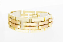 Vintage bicolor gouden staafjes armband 14 karaat - 20,4 cm